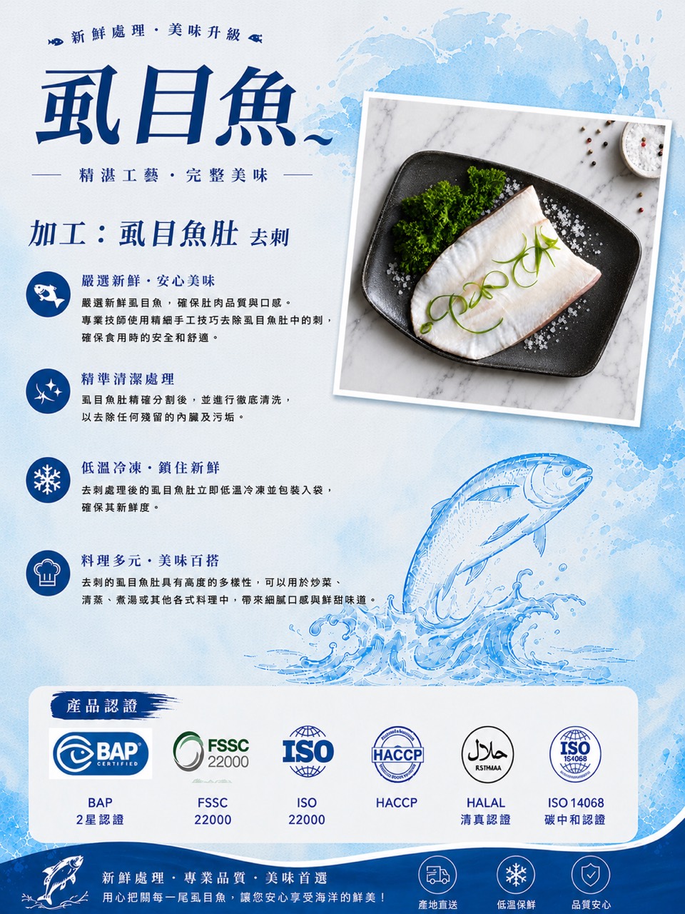 BAP 2-Star Taiwan milkfish prepared for seafood export markets